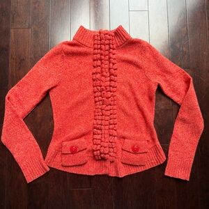 Moth By Anthropologie “Floating Sparks” Wool Women’s Cardigan Size XS Orange/Red